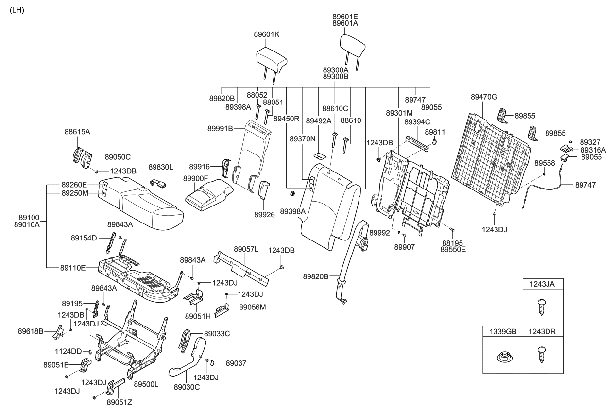 Kia 891062J100 Pad Assembly-2ND Seat LH