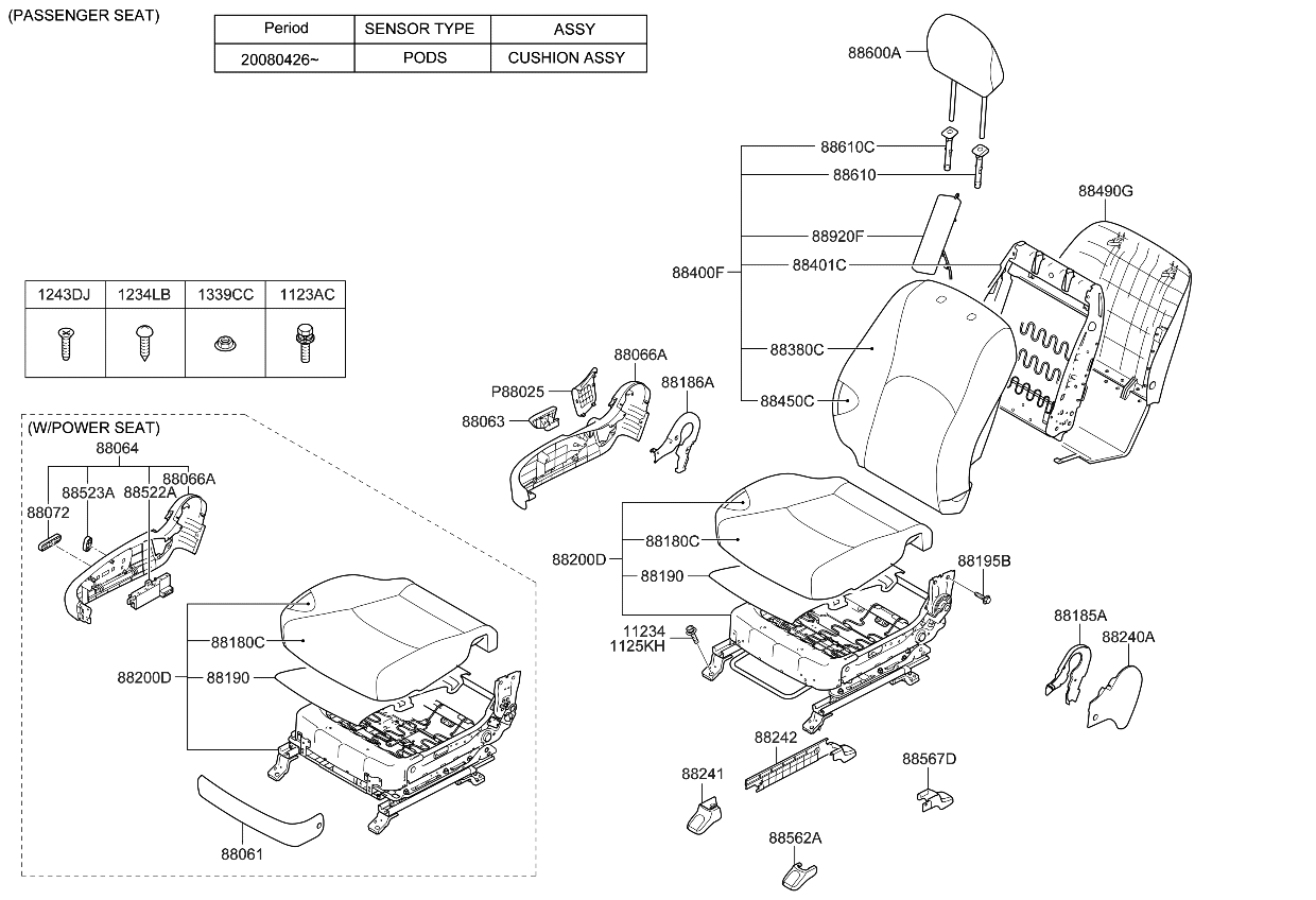 Kia 884502J100 Pad Assembly-Front Seat Back