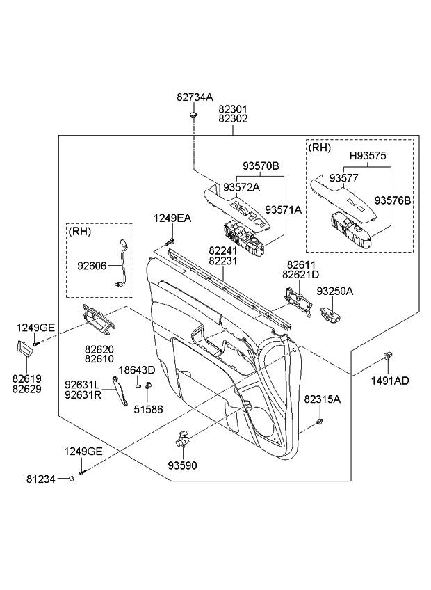 Kia 826212J00012 Housing-Front Door Inside Handle