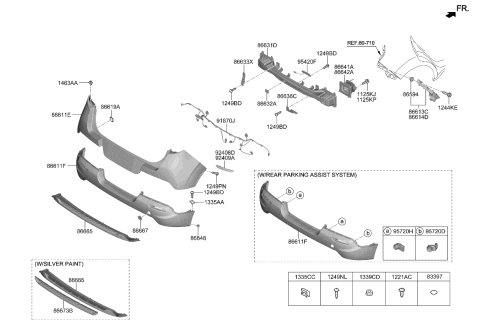 2021 Kia Soul Stay-Rr Bumper RH Diagram for 86642K0000