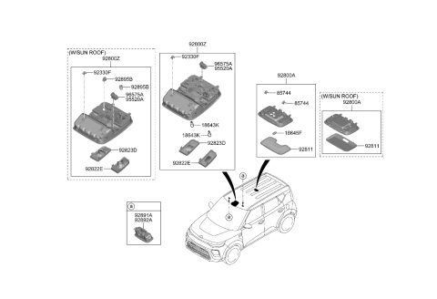 2021 Kia Soul  Lens-Overhead CONSOL Diagram for 92801M6000HGC