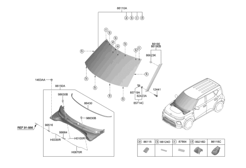 2021 Kia Soul  Cover Assy-Cowl Top Diagram for 86150K0000