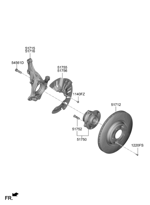 2020 Kia Soul  Front Brake Disc Cover Diagram for 51756K0000