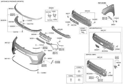 2020 Kia Soul  Piece-Radiator Grill Diagram for 86566K0000