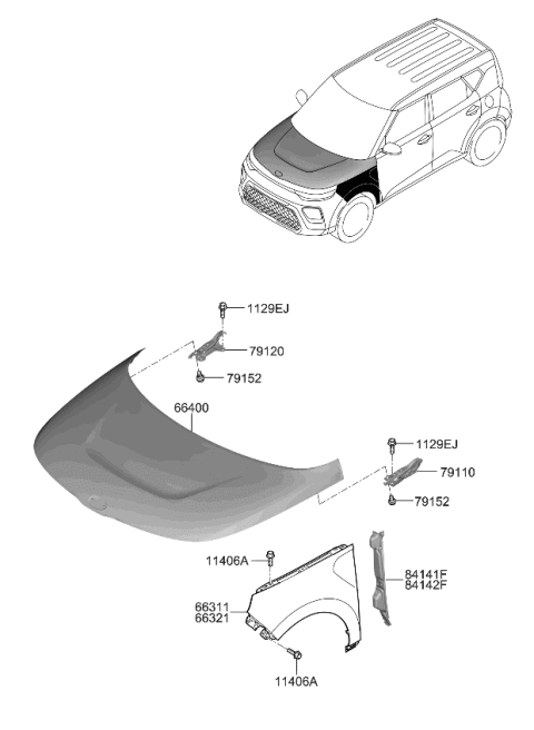2022 Kia Soul  Insulator-Fender RH Diagram for 84126K0100