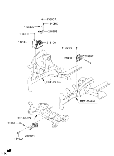2021 Kia Soul  Engine Mounting Bracket Assembly Diagram for 21810M6100