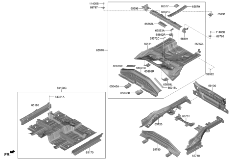 2020 Kia Soul  EXTN Assembly-Ctr FLR S/ Diagram for 65635K0000