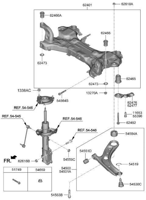 2022 Kia Soul  Bush-Fr LWR Arm"A" Diagram for 54551K0000