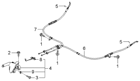 2006 Kia Spectra  Lever Assembly-Parking Brake Diagram for 597102F000IM