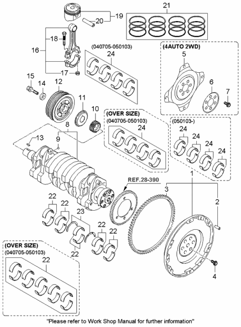2005 Kia Spectra  Bearing Set-Connection Rod Diagram for 2306023911