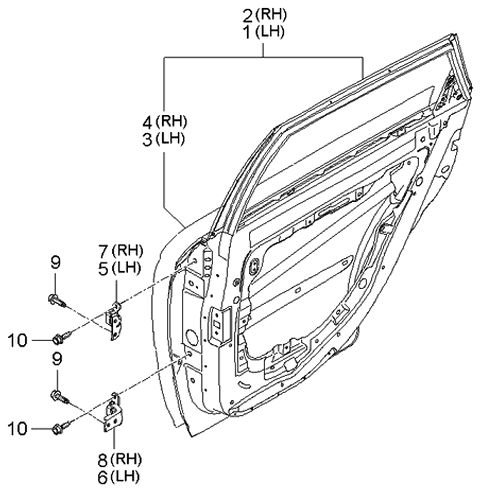 2004 Kia Spectra  Hinge Assembly-Door Lower RH Diagram for 794402F000