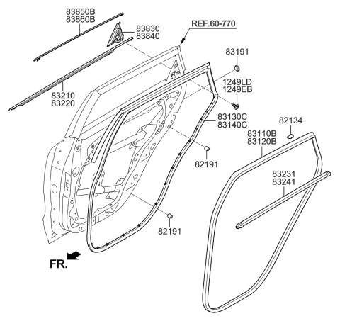 2019 Kia Niro  MOULDING Assembly-Rear Door Diagram for 83860G5000