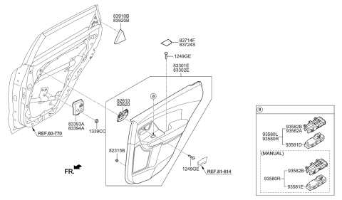 2019 Kia Niro Inside Door Handle Assembly, Right Diagram for 82620G5000