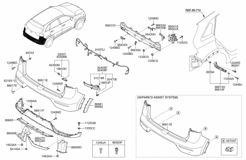 2017 Kia Niro MOULDING Assembly-Rear Bumper Diagram for 86682G5000