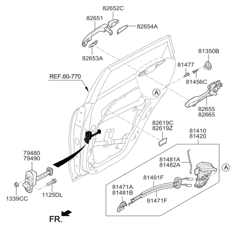 2018 Kia Niro  Rod-Rear Door OUTSID Diagram for 81482G5000
