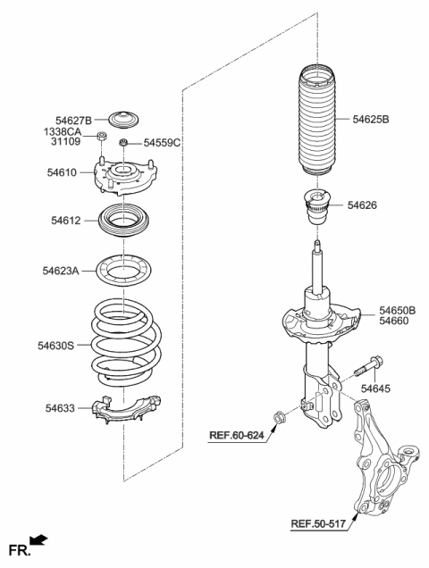 2019 Kia Niro  Strut Assembly-Front , Rh Diagram for 54661G5160