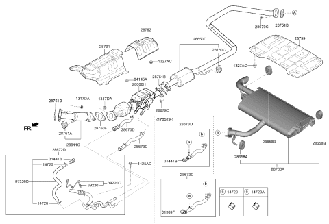 2018 Kia Niro  Center Muffler Complete Diagram for 28601G5120