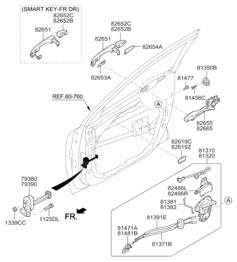 2018 Kia Niro  Cover-Front Door Outside Handle Diagram for 82652G50104SS