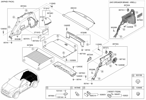 2018 Kia Niro  Net Assembly-Luggage Side Diagram for 85790G5100WK