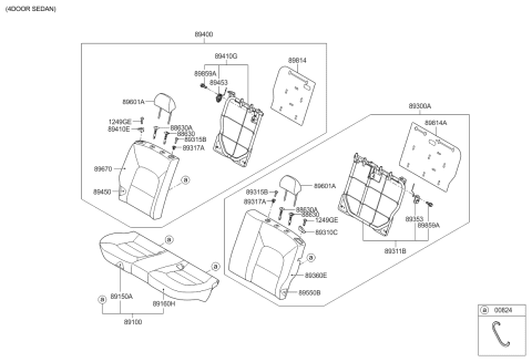 2017 Kia Rio  Back Assembly-Rear Seat LH Diagram for 893001W670BGB