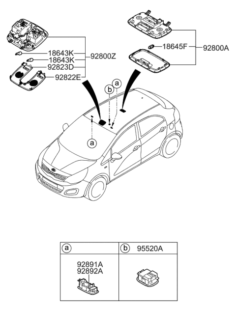 2016 Kia Rio Lens-OVERHEADEAD Console Diagram for 928231W000