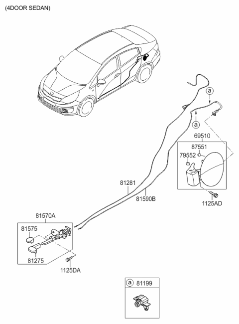 2016 Kia Rio  Fuel Filler Door Assembly Diagram for 695101W000