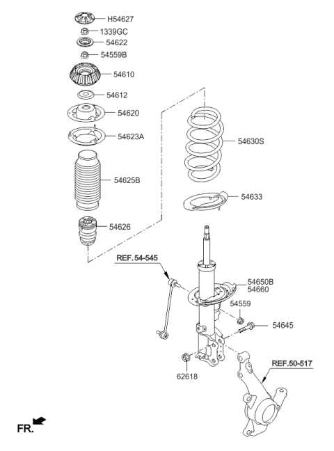 2016 Kia Rio  Front Strut Assembly Kit, Right Diagram for 546601W260
