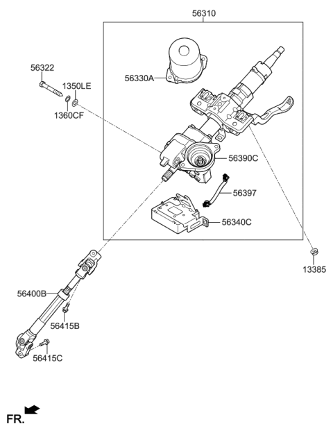 2017 Kia Rio  Column Assembly-Upper Diagram for 563101W300