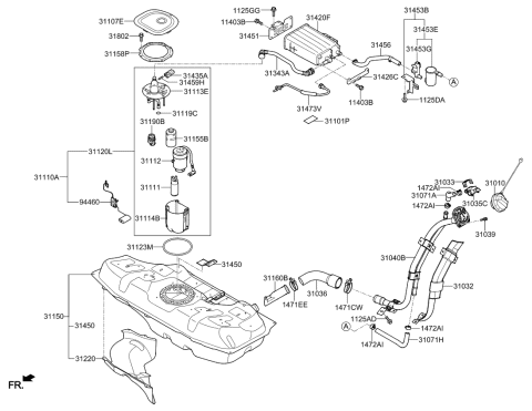 2017 Kia Rio  Canister Assembly-Fuel Diagram for 314201W600