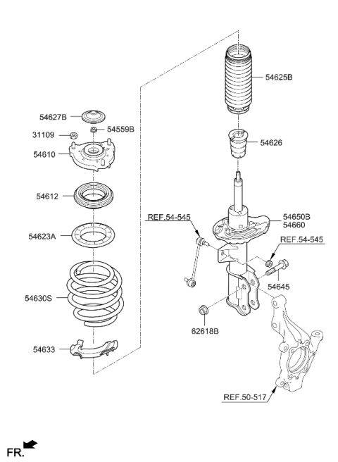 2020 Kia Optima Hybrid  Front Spring Diagram for 54630A8300