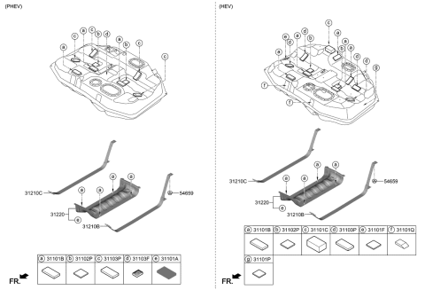 2019 Kia Optima Hybrid  Pad-Fuel Tank Diagram for 31101C1002