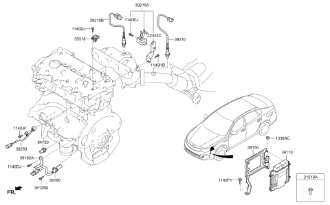 2020 Kia Optima Hybrid  Bracket-Pcu Diagram for 391502G600
