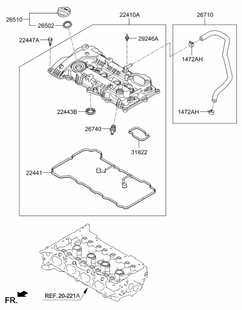 2020 Kia Optima Hybrid  Cover Assembly-Rocker Diagram for 224102E650