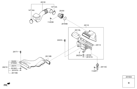 2019 Kia Optima Hybrid  Air Cleaner Assembly Diagram for 28110E6300