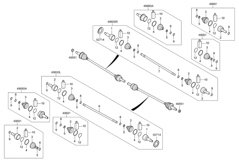2019 Kia Sorento  Shaft Assembly-Drive Rear Diagram for 49601C5030