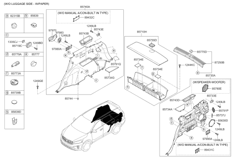 2020 Kia Sorento  BLANKING Cover-Speaker Diagram for 85735C5200WK