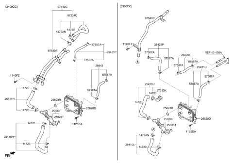 2019 Kia Sorento  Hose Assembly-Oil COOLIN Diagram for 25420C6500