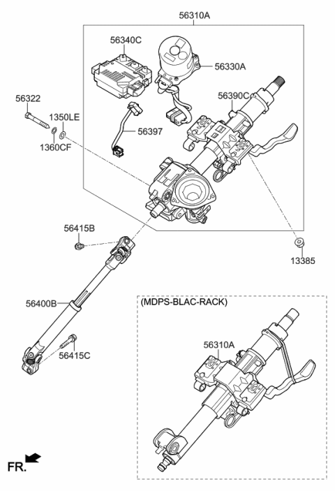 2020 Kia Sorento  Column & Housing Ass Diagram for 56390C5050