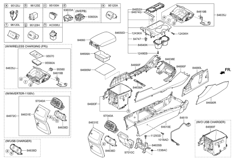 2020 Kia Sorento  Unit Assembly-Wireless Charging Unit Assembly Diagram for 95560C5000