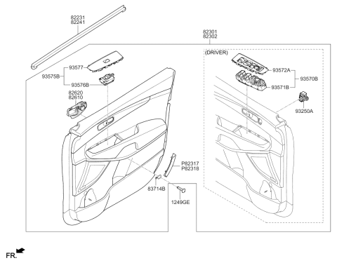 2019 Kia Sorento Power Window Switch Diagram for 93571C6BA0