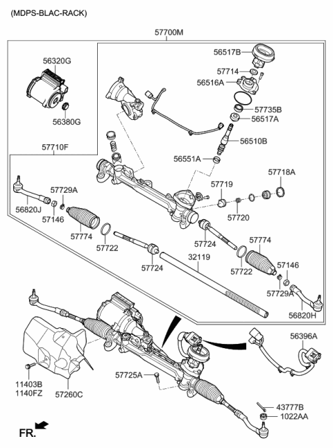 2019 Kia Sorento  End Assembly-Tie Rod, LH Diagram for 56820C1700