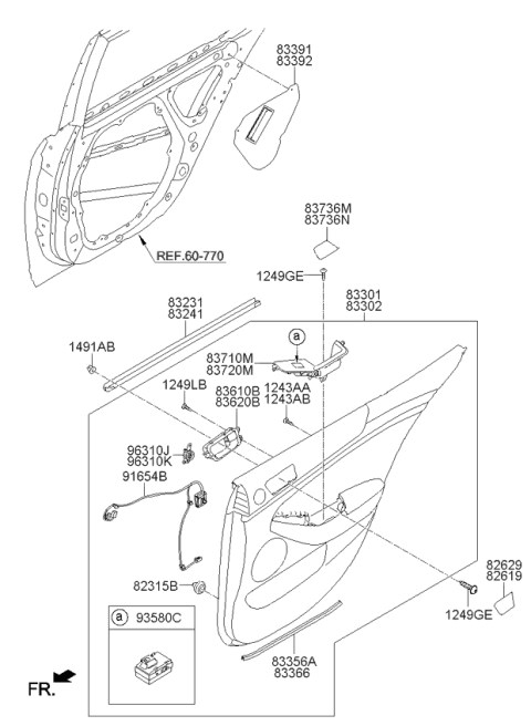 2015 Kia Cadenza  WEATHERSTRIP-Rear Door Trim L Diagram for 833663R000WK