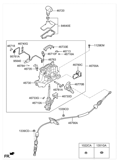 2014 Kia Cadenza  Lever-Gear Shift Diagram for 467213R000