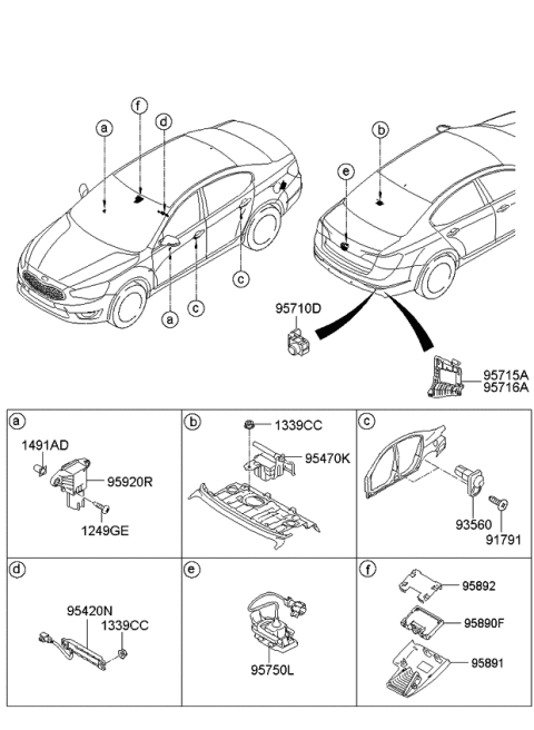 2013 Kia Cadenza  Camera Assembly-Back View Diagram for 957603R500