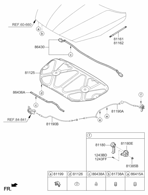 2013 Kia Cadenza  Cable Assembly-Hood Latch Diagram for 811903R600