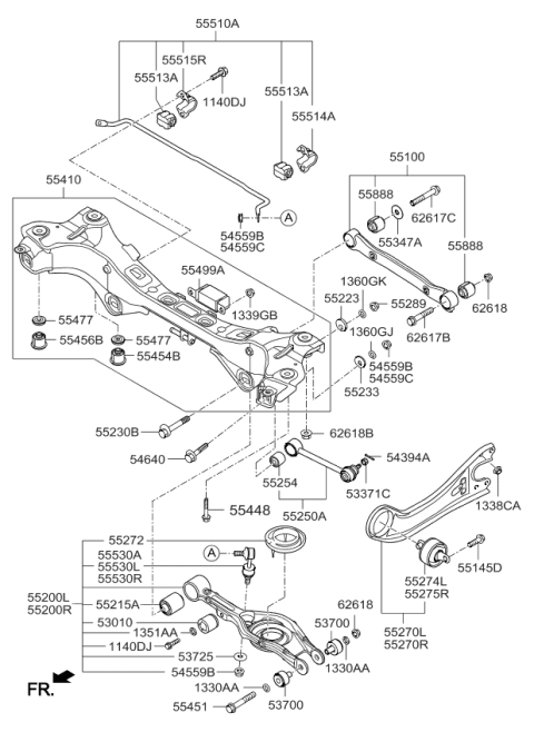 2015 Kia Cadenza  Crossmember-Rear Diagram for 554053R950