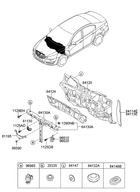 2013 Kia Cadenza  Hood Latch Assembly Diagram for 811303R500