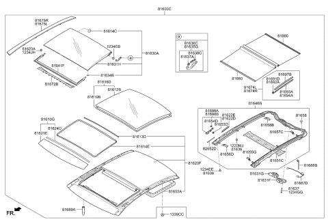 2013 Kia Cadenza  Seal-PANORAMAROOF Front Diagram for 816243R500