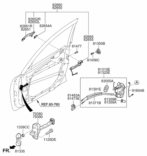 2015 Kia Cadenza  Cover-Front Door Outside Handle Diagram for 826523R030