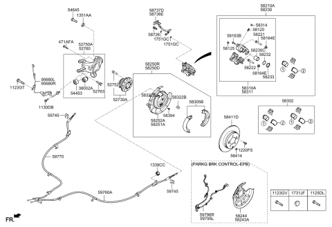 2014 Kia Cadenza  Rear Wheel Brake Assembly, Right Diagram for 582303R600